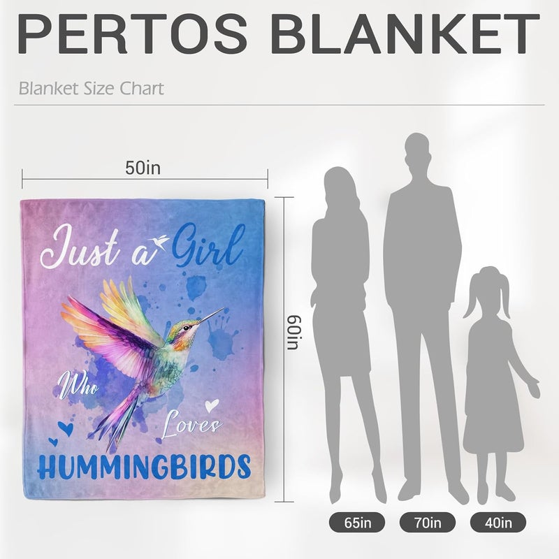 Levens Hummingbird Blanket Gifts for Girls Women 50"x60" Just A Girl Who Loves Hummingbirds Throw Blankets Decor for Couch Home, Funny Hummingbirds Soft Flannel Birthday Gifts for Hummingbird Lovers - Image 2
